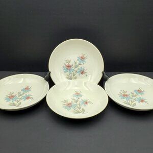 Steubenville Pottery Co Fairlane Shallow Soup Bowls 8" Floral Pasta Bowls